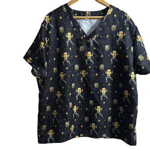 VGK Vegas Golden Knights Chance Medical Scrub Top Black Gold